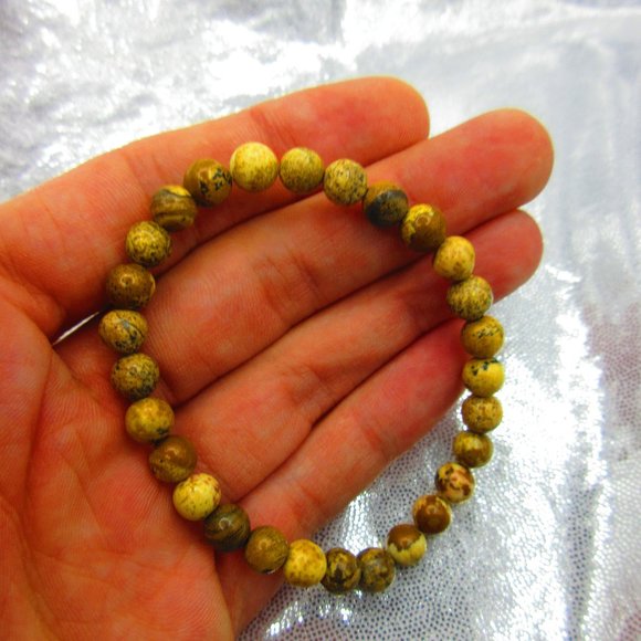 Picture Jasper 6mm Round 7" Stretchy Gemstone Bracelet - Picture 1 of 3